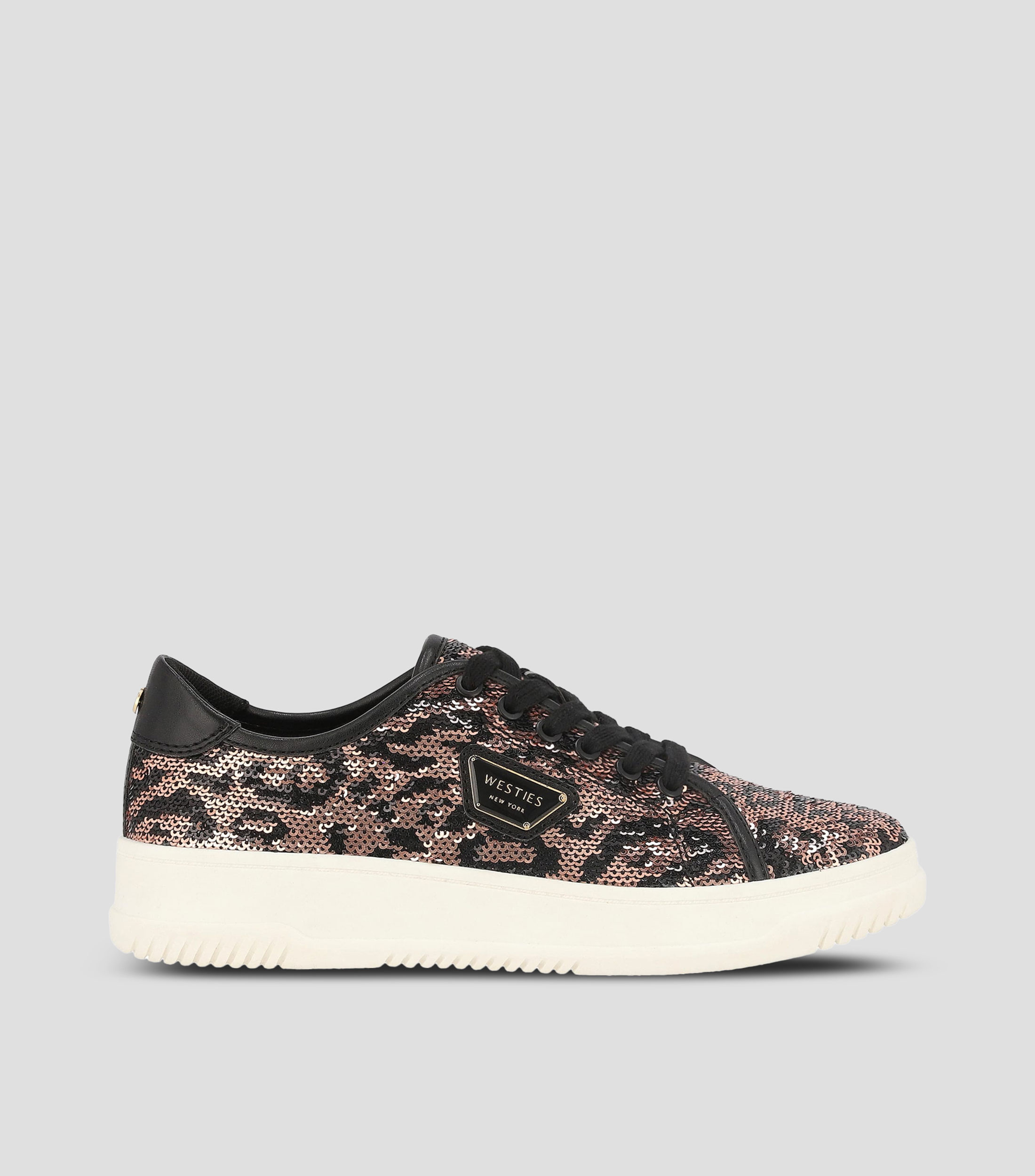 Tenis casuales con plataforma lentejuelas Mujer